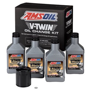 20W-50 Synthetic V-Twin Oil Change Kit - 4 Quarts with Black Filter