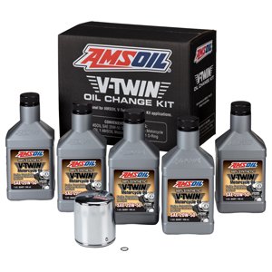 20W-50 Synthetic V-Twin Oil Change Kit - 5 Quarts with Chrome Filter
