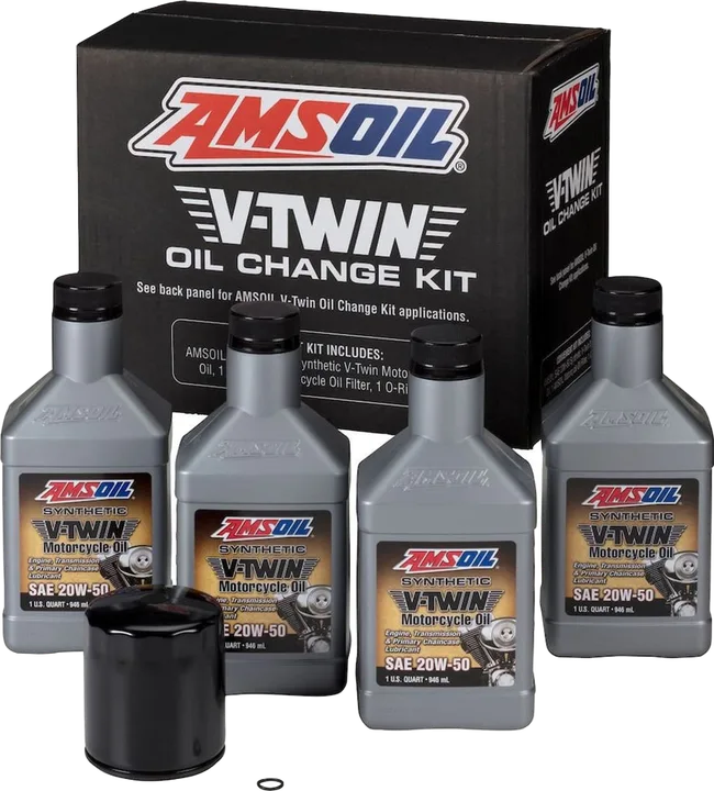 20W-50 Synthetic V-Twin Oil Change Kit - 4 Quarts with Black Filter