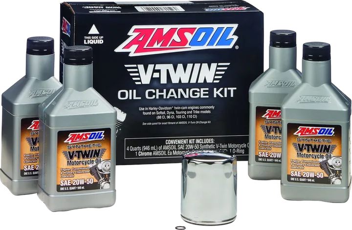 20W-50 Synthetic V-Twin Oil Change Kit - 4 Quarts with Chrome Filter