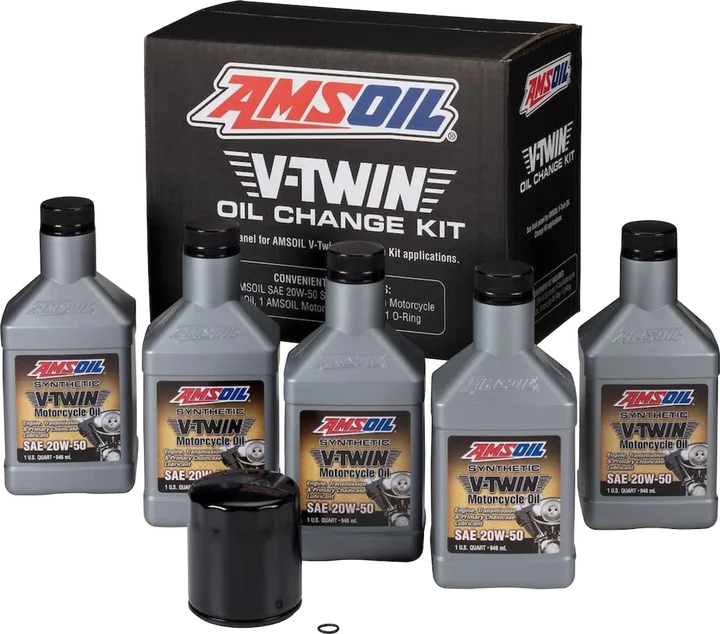 20W-50 Synthetic V-Twin Oil Change Kit - 5 Quarts with Black Filter